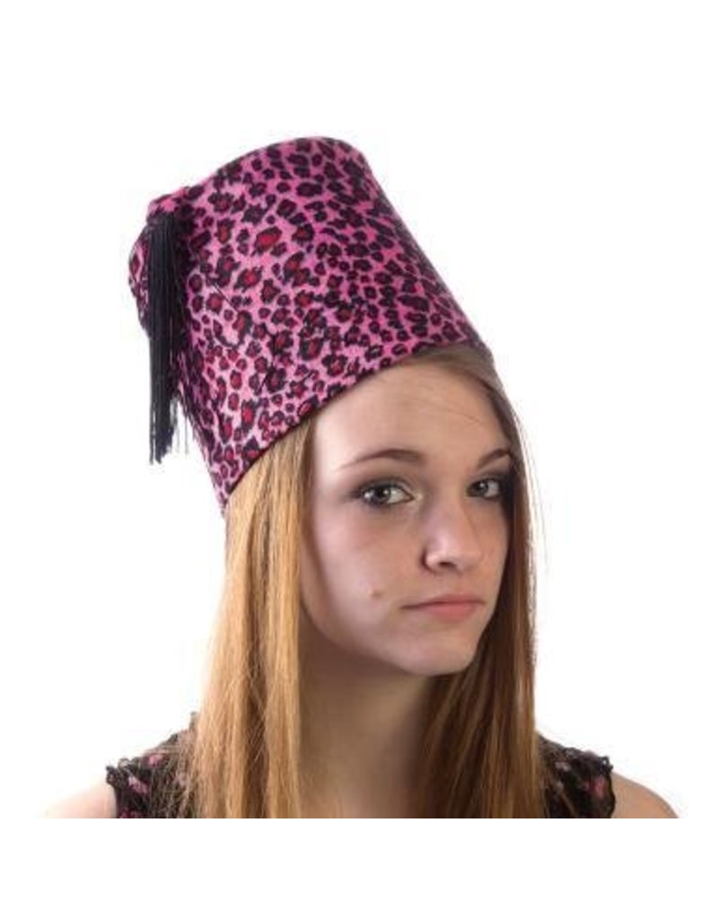 Fez Hat Pink Leopard