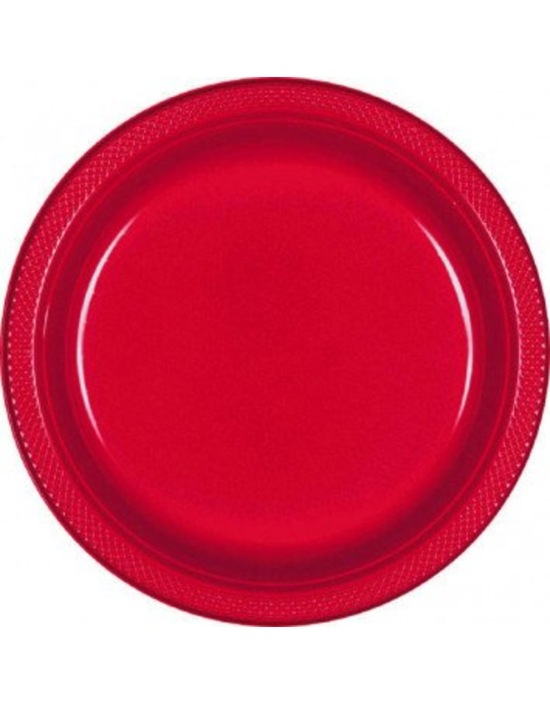 Apple Red 7" Plastic Plate (20)