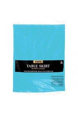 Caribbean Blue Solid Color Plastic Table Skirt