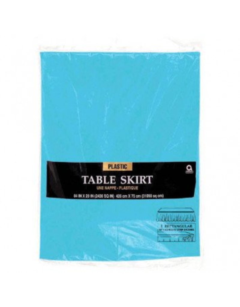 Caribbean Blue Solid Color Plastic Table Skirt