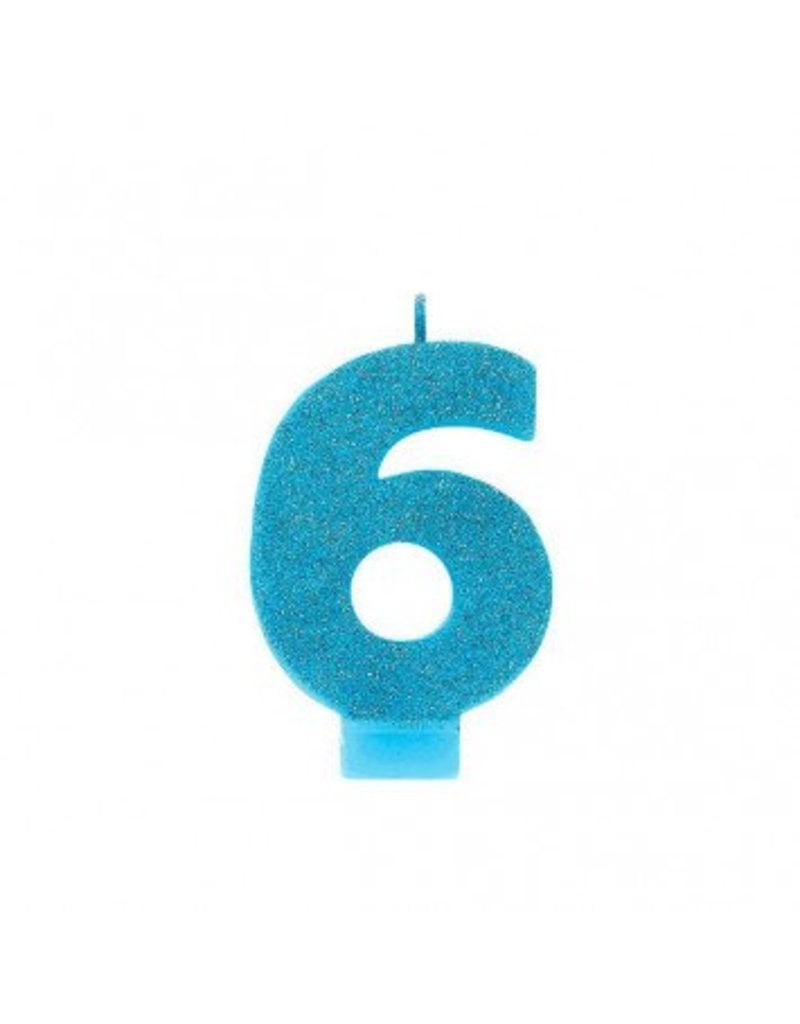 #6 Glitter Candle Caribbean Blue