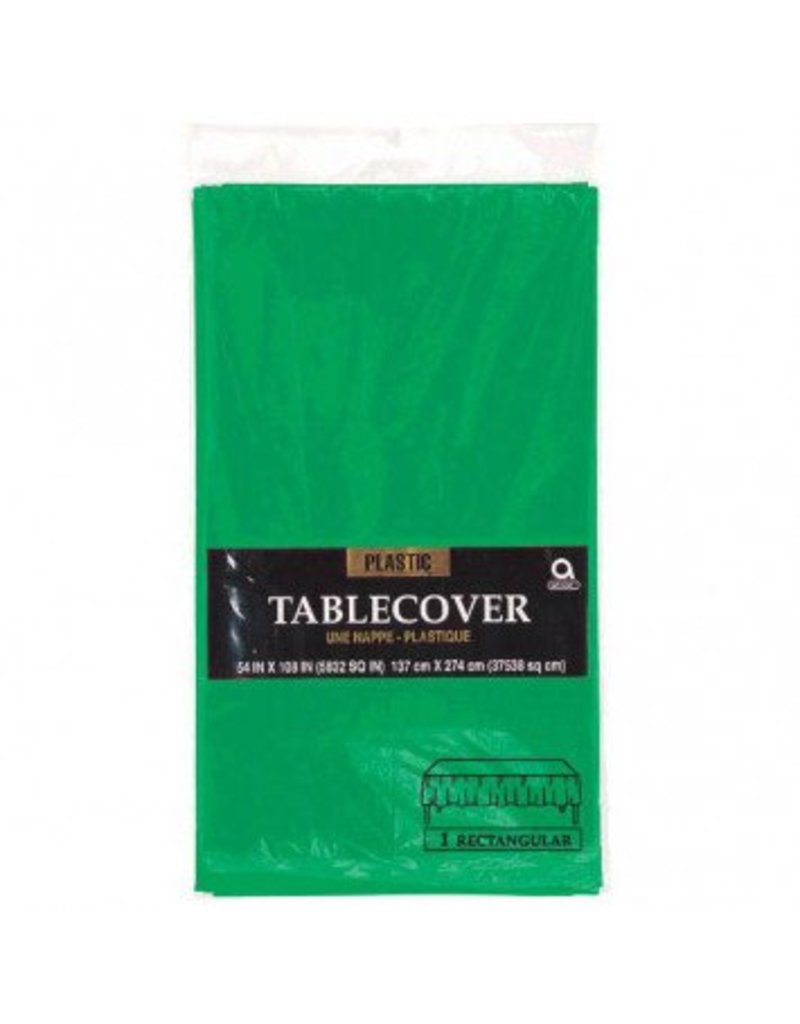 Festive Green Rectangular Plastic Tablecover 54" x 108"