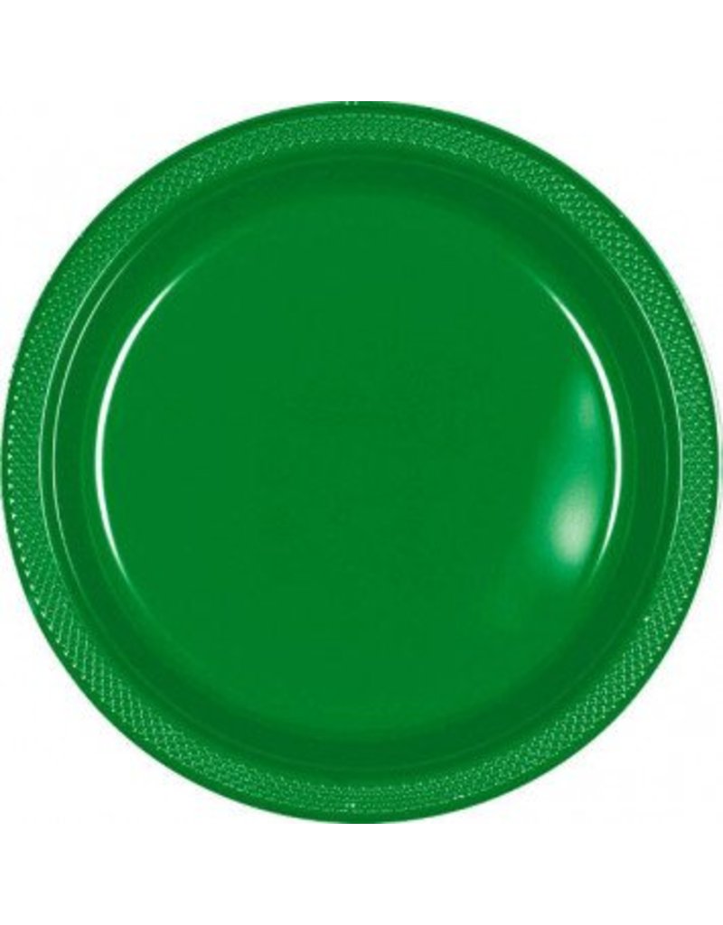Festive Green 7" Plastic Plate (20)