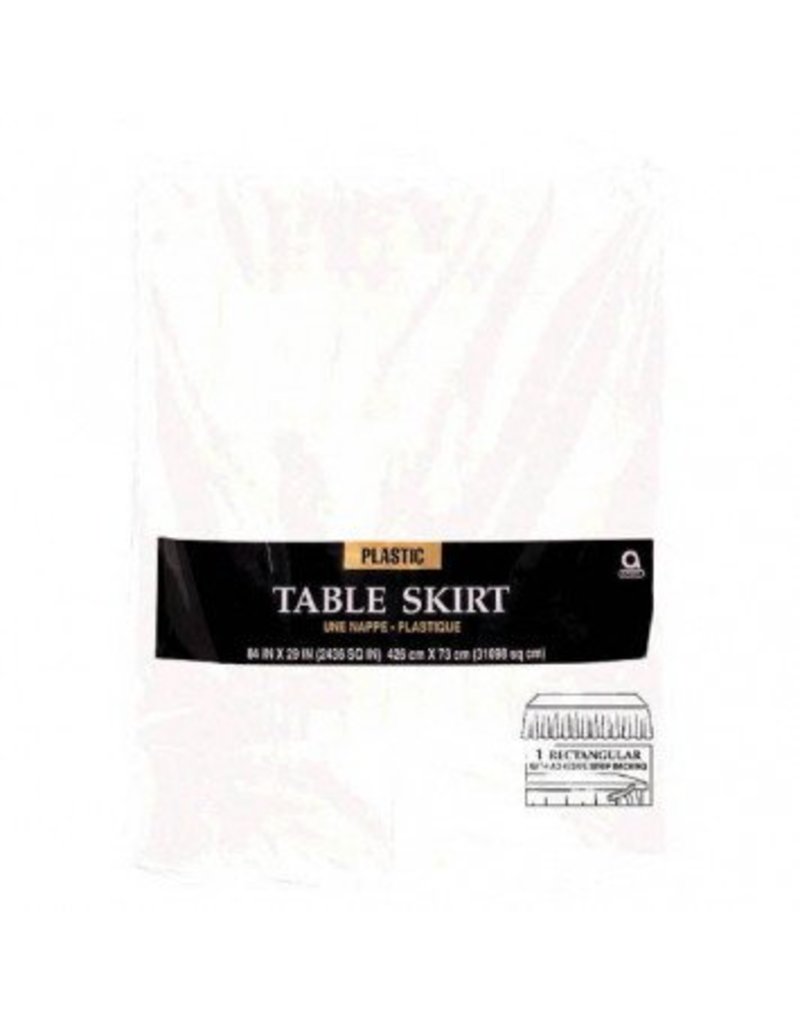 Frosty White Solid Color Plastic Table Skirt