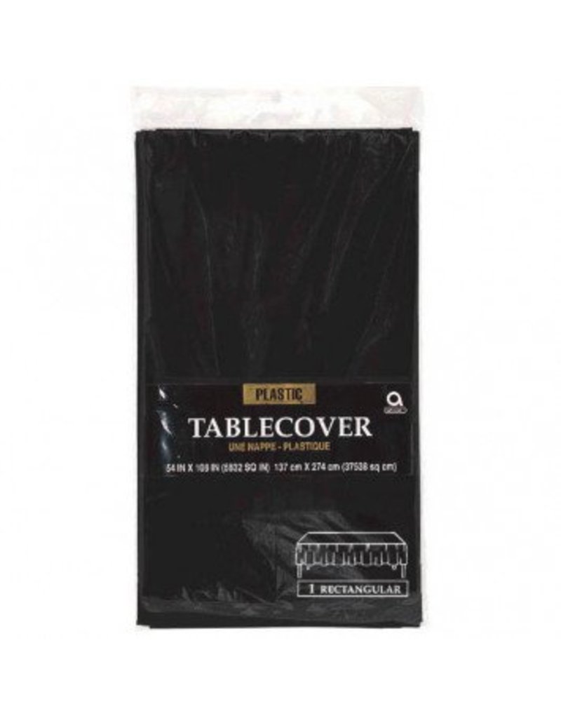Jet Black Rectangular Plastic Tablecover 54" x 108"