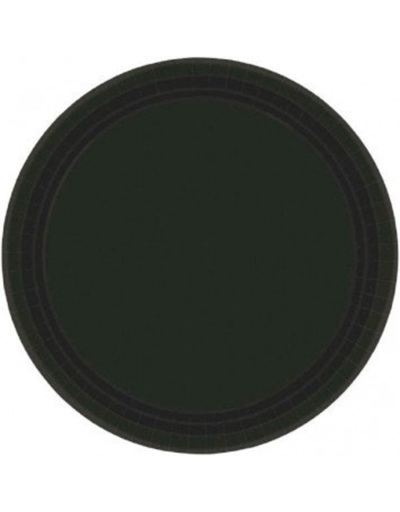 6 3/4" Round Paper Plates- Jet Black (20)