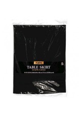 Jet Black Solid Color Plastic Table Skirt
