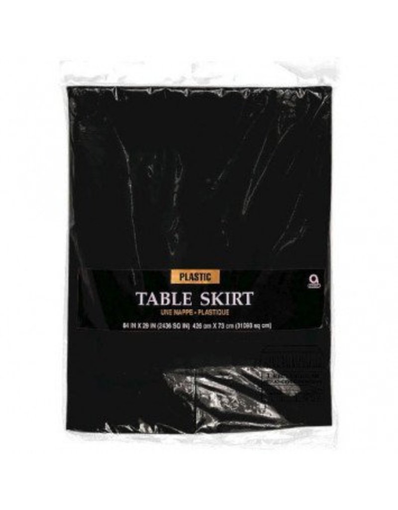 Jet Black Solid Color Plastic Table Skirt