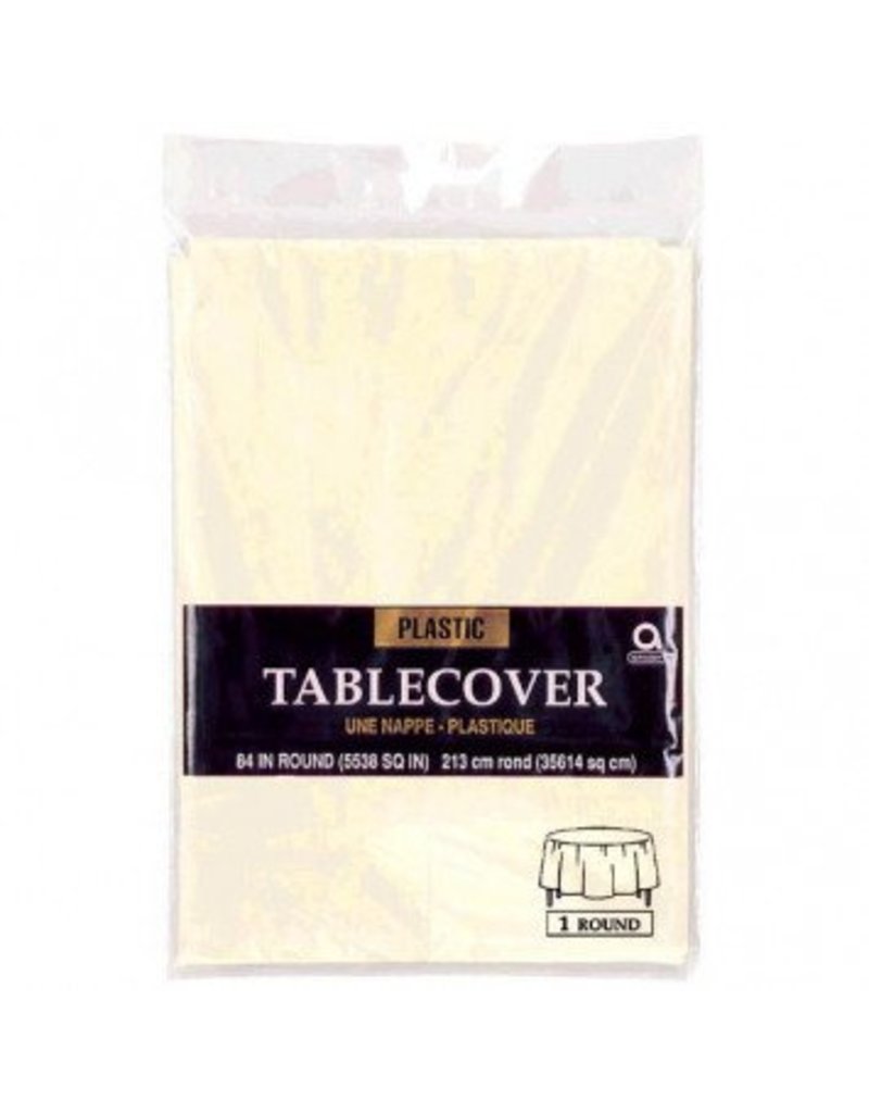 Vanilla Crème Round Plastic Tablecover 84"