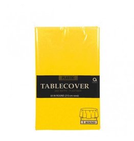 Yellow Sunshine Round Plastic Tablecover 84"