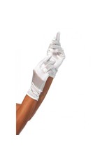 White Satin Wrist Length Gloves