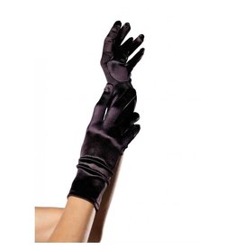 Black Satin Wrist Length Gloves