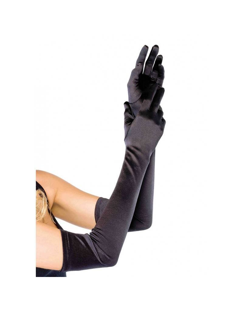 Black Extra Long Satin Gloves