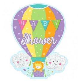 Baby Shower Hot Air Balloon, Jumbo Deluxe Invitations - Neutral (8)