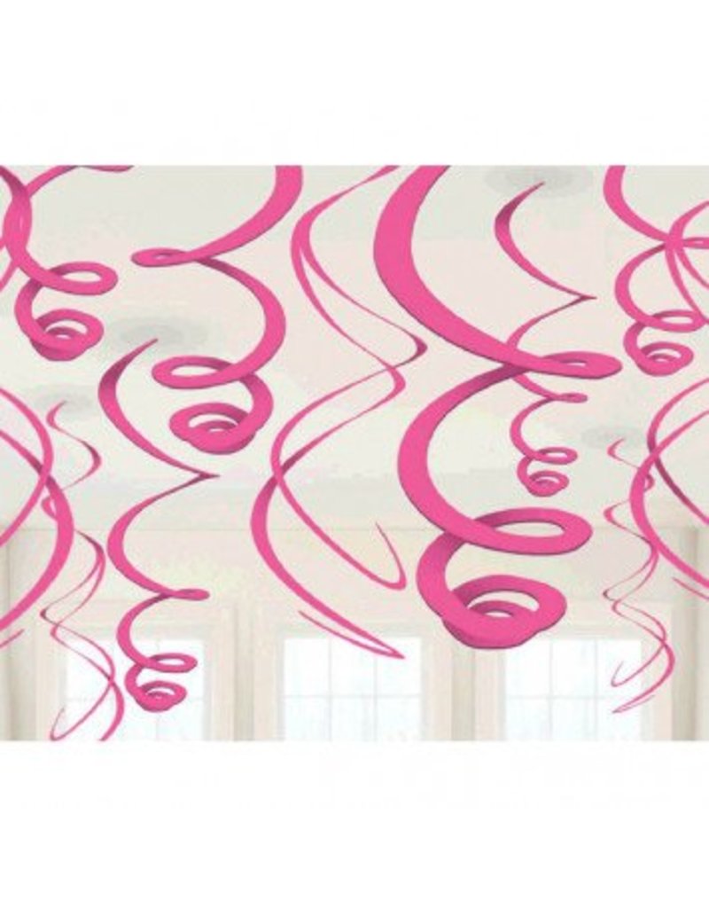Bright Pink Plastic Swirl Decorations (12)