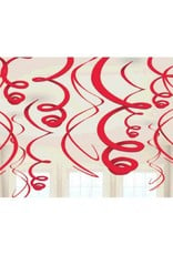 Apple Red Plastic Swirl Decorations (12)