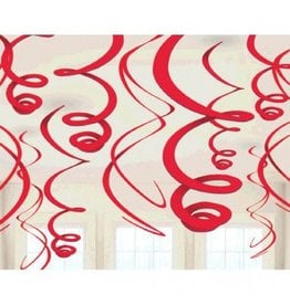 Apple Red Plastic Swirl Decorations (12)