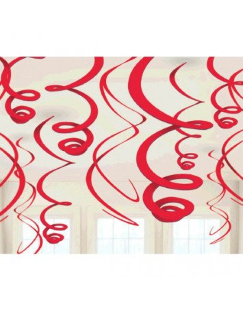 Apple Red Plastic Swirl Decorations (12)