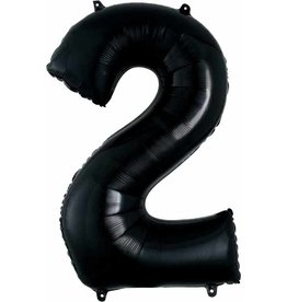 Black  #2 Number Shape Mylar Balloon