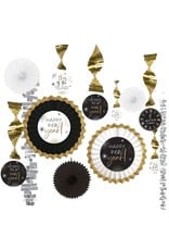 Black, Silver, Gold New Years Paper and Foil Decorating Kit