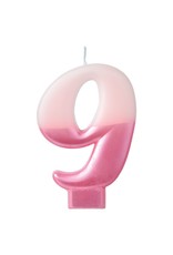 Numeral Candle #9 - Pink