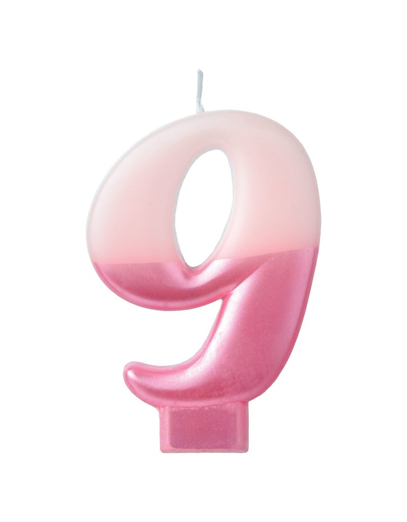 Numeral Candle #9 - Pink