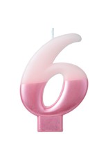 Numeral Candle #6 - Pink