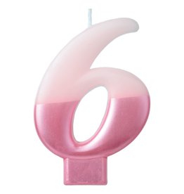 Numeral Candle #6 - Pink