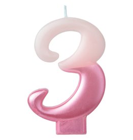 Numeral Candle #3 - Pink