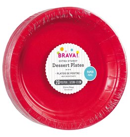 6 3/4" Round Paper Plates, Mid Ct. - Apple Red (20)