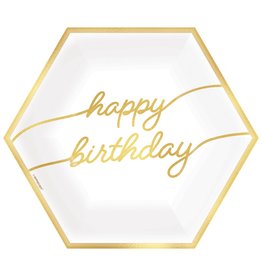 Golden Age Birthday Happy Birthday 9"Hexagon Metallic Plates (8)
