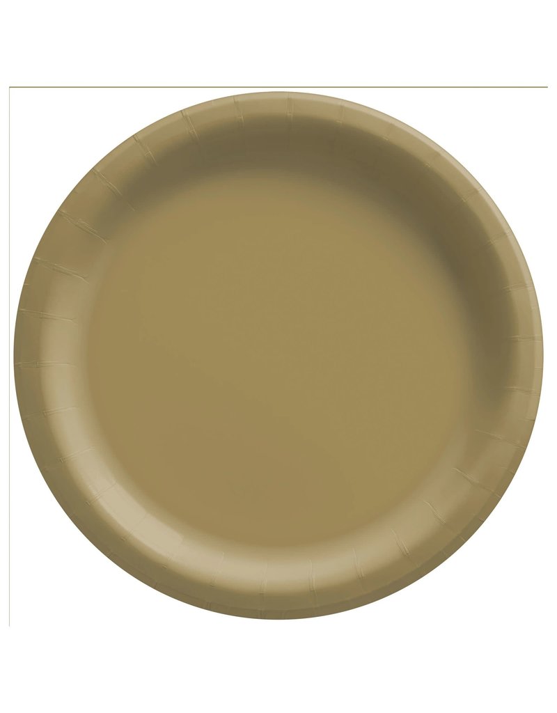 6 3/4" Round Paper Plates, Mid Ct. - Gold (20)