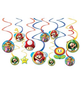 Super Mario Brothers™ Value Pack Foil Swirl Decorations (12)