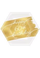 Golden Age Birthday 60th 7" Hexagon Metallic Plates (8)