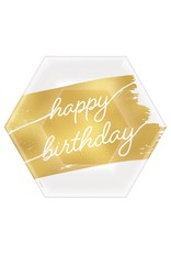 Golden Age Birthday Happy Birthday 7" Hexagon Metallic Plates (8)