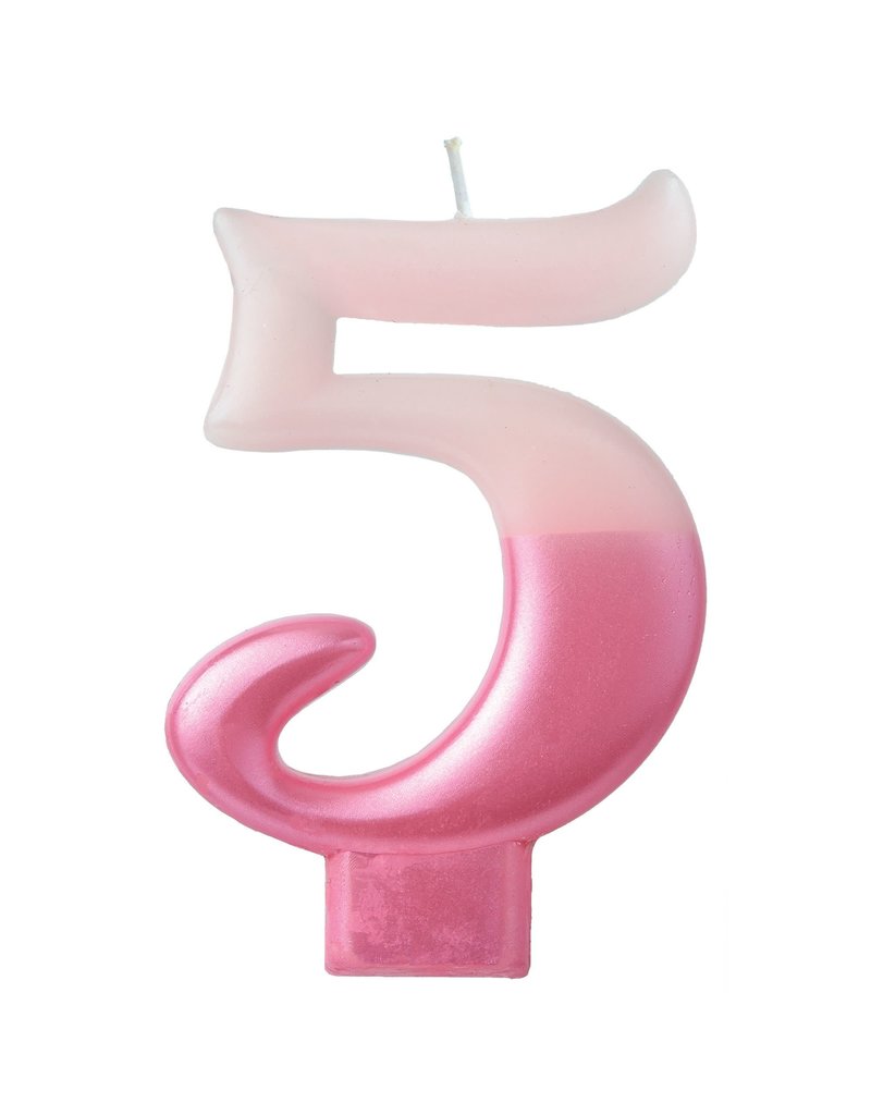 Numeral Candle #5 - Pink