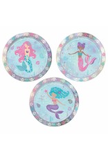 Shimmering Mermaids 7" Assorted Iridescent Round Plates (8)