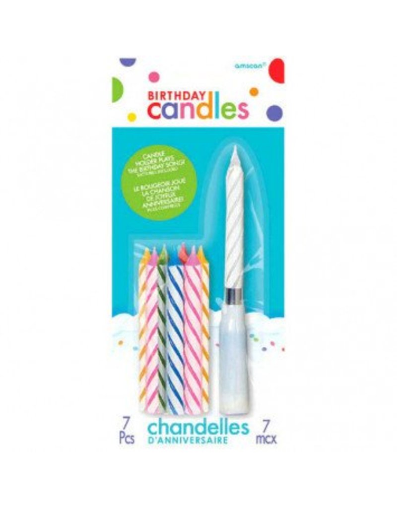 Pastel Candles With Musical Holder