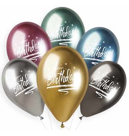 13" Chrome Happy Birthday Latex Balloon (Without Helium)