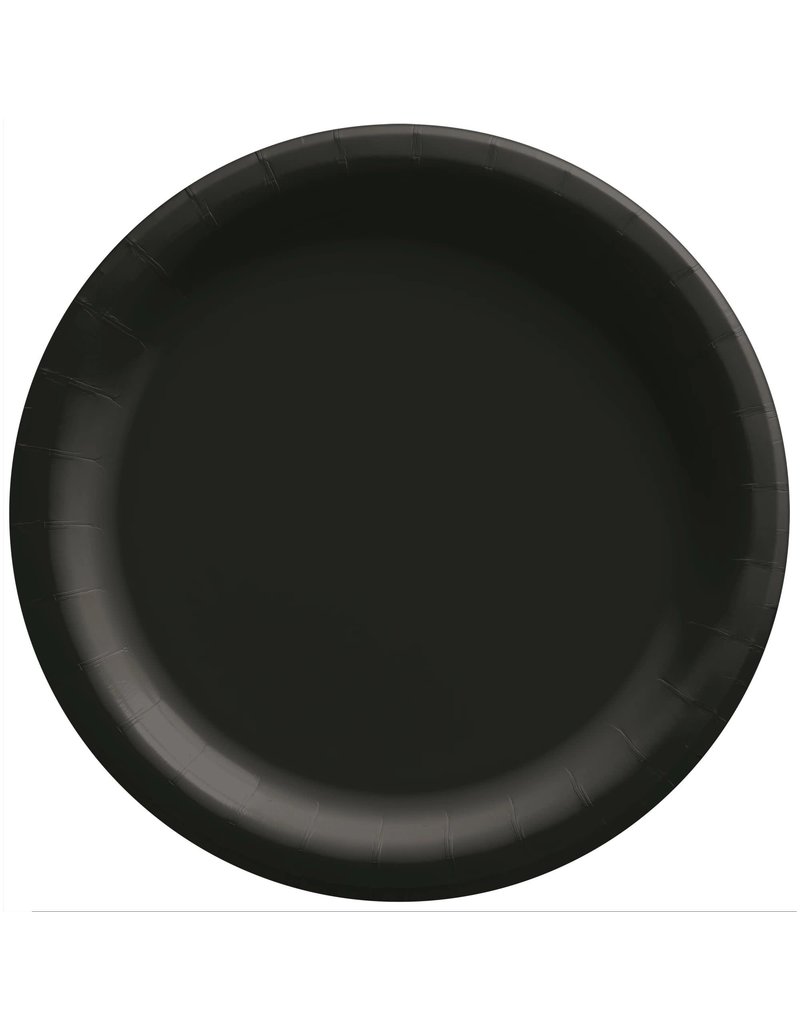 8 1/2" Round Paper Plates, Mid Ct. - Jet Black (20)