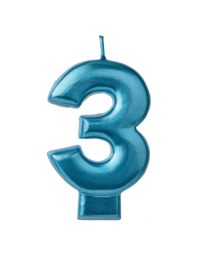Numeral Candle #3 - Blue