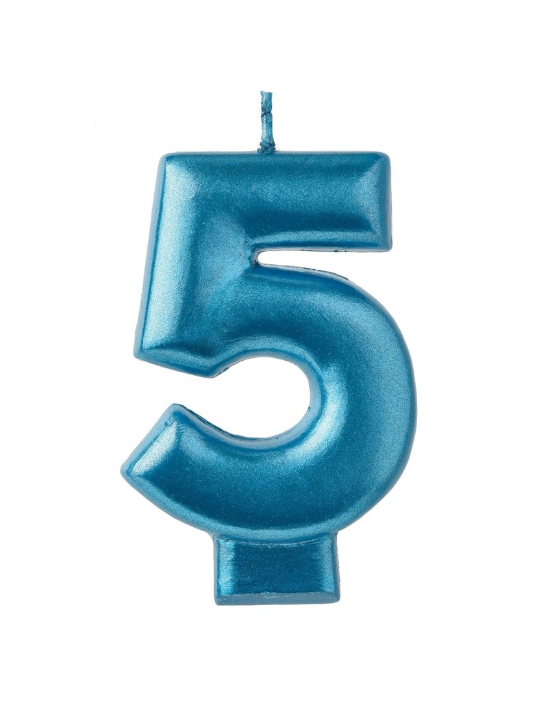 Numeral Candle #5 - Blue