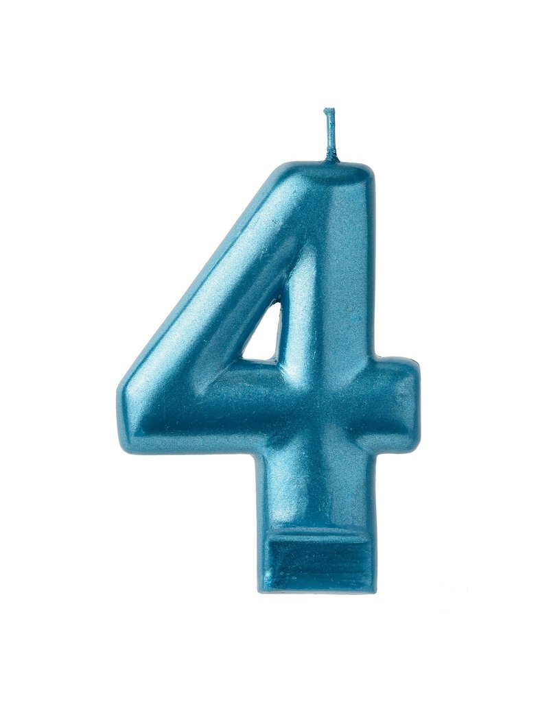 Numeral Candle #4 - Blue