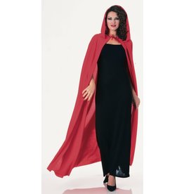 Adult Full Length Red Fabric Hooded Cape