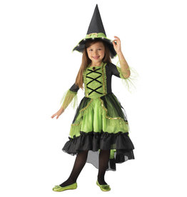 Child Green Witch Large (12-14) Costume  (Light up Hat)