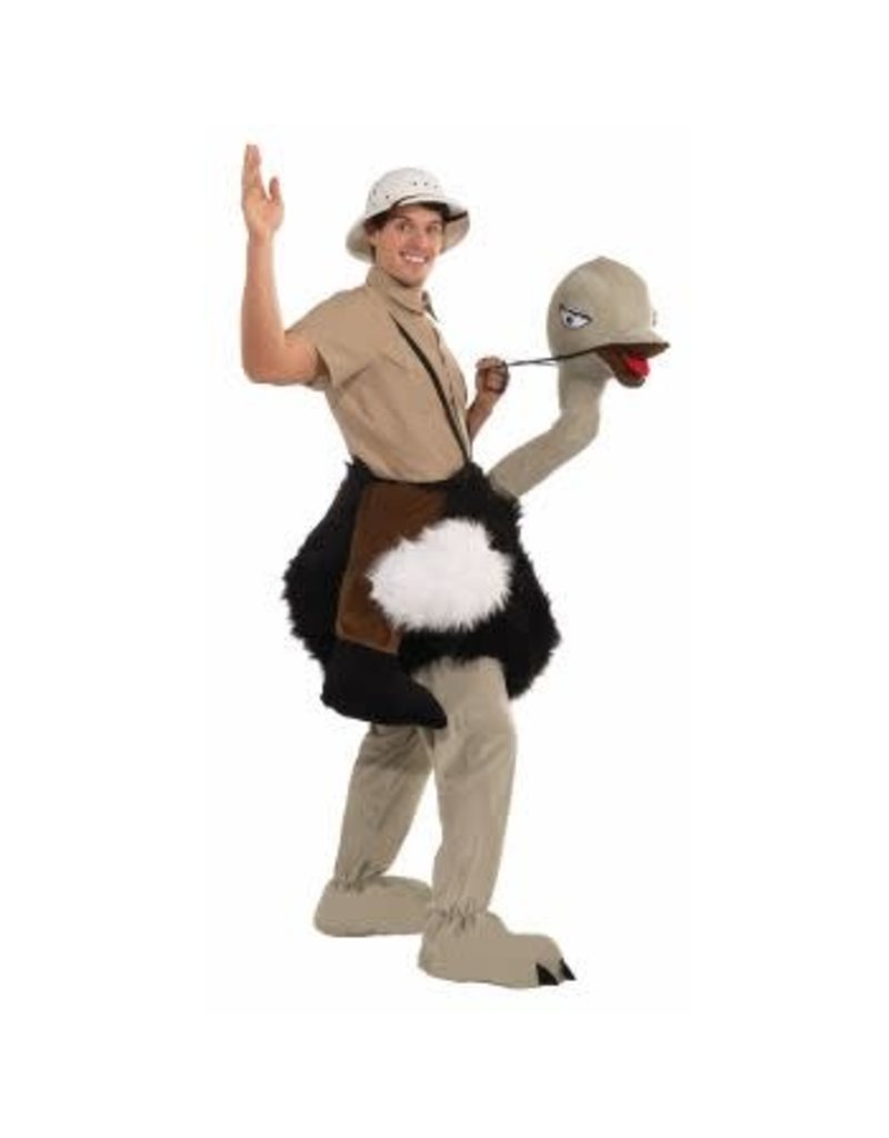 Adult Mascot-Riding An Ostrich Costume