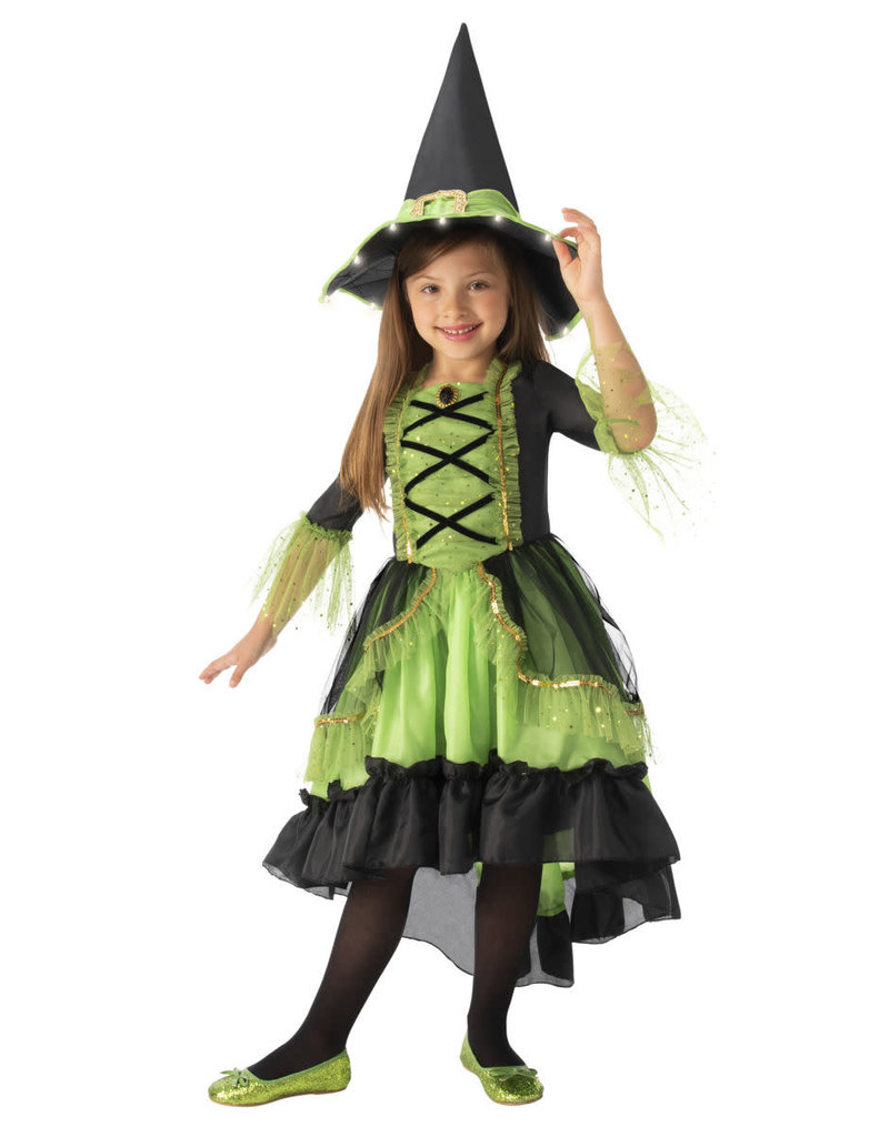 Child Green Witch Small (4-6) Costume  (Light up Hat)