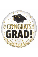 Congrats Grad Gold Glitter Jumbo 28" Mylar Balloon