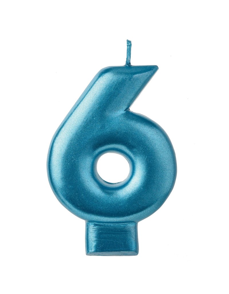 Numeral Candle #6 - Blue
