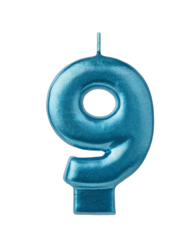 Numeral Candle #9 - Blue